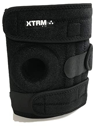 XTRM Open Patella Knee Support Brace Adjustable Strap Medical Grade Neoprene Breathable Knee Compression Bandage Men Women Running Jogging Sports Meniscus Arthritis Muscles Joint Pain Relief