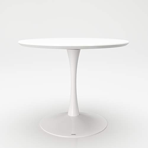 PLAYBOY 615110WE Paige Table à Manger Ronde avec piédestal, laqué Blanc Mat, 100x100 cm