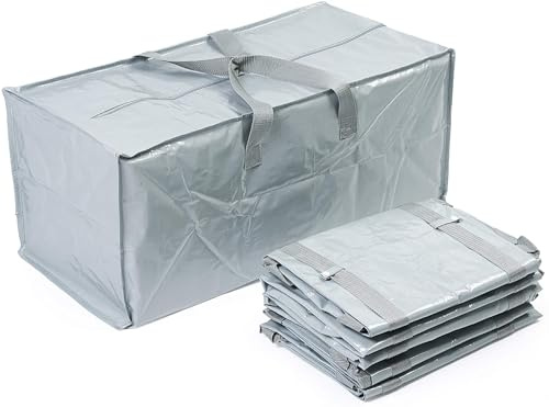 Bramble - 6 XXL Große Aufbewahrungstaschen Umzugstaschen Tragetaschen mit Griffen & Riemen - Reisen, Bettzeug, Bettdecken, Kissen - 76x37x33cm / 100L - Stabil & Wasserdicht
