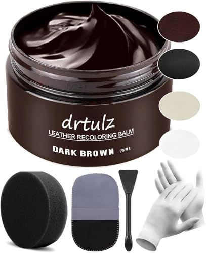 drtulz Leder Reparatur Set Schwarz, Lederpflege Für Ledercouch, Für Vinyl Möbel, Sofa, Autositze, Schuhe Für Reparatur Lederfarbe Auf Verblassten und Zerkratzten Ledersofas (75ML) (75 ml Dunkelbraun)