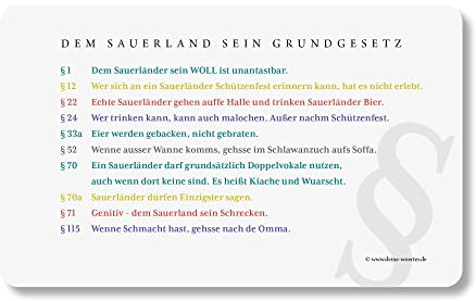 Frühstücksbrettchen Sauerland Grundgesetz