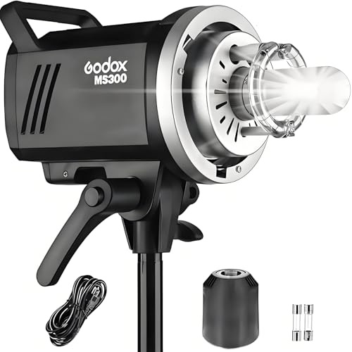 Godox MS300 Compact Studio Flash 300W 2.4G Monolight sans Fil avec Lampe de Modélisation 150W, Anti-Préflash Monture Bowens 5600 ± 200K CCT Temps de Recyclage 0.1Rec1.8S