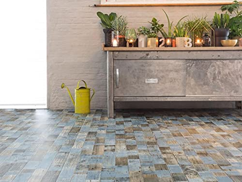 PVC Bodenbelag Vinylboden in Vintage-Optik, blau, Zuschnitt (2m breit, 4m lang)