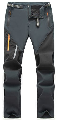 LUI SUI Pantalon de Marche Respirant en Plein air pour Hommes Pantalon Tactique Coupe-Vent léger Pantalon de randonnée à Taille élastique avec Poches à Fermeture éclair