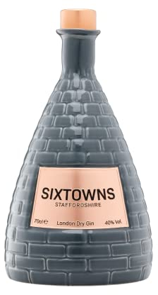SIXTOWNS Staffordshire London Dry Gin | 70cl Bottle | Premium British Porcelain Kiln Bottle | (40% ABV Alcohol) | Infused Only With Finest Ingredients