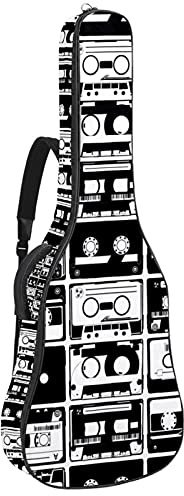 107 cm Gitarrentasche Gitarrentasche Rucksack für E-Gitarre, Akustik-Bass, Konzertgitarre, Ukulele, Mandoline, Schwarz und Weiß Kamera