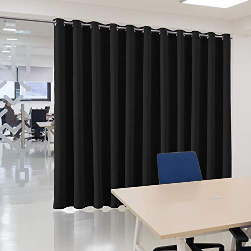 bluCOASTLINE 2-in-1 Verdunkelungsvorhang & Raumteiler, extra breiter und robuster Trennvorhang für Schlafzimmer/Büro/Dachboden, günstiger als Gebäudewände, Schwarz, 3,8 m B x 2,4 m L, 1 Paneel