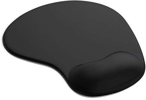 Mouse Mat BLACK ANTI-SLIP COMFORT MOUSE PAD MAT WITH GEL FOAM REST WRIST SUPPORT FOR PC LAPTOP - Compatible with Laser and Optical Mice - Black