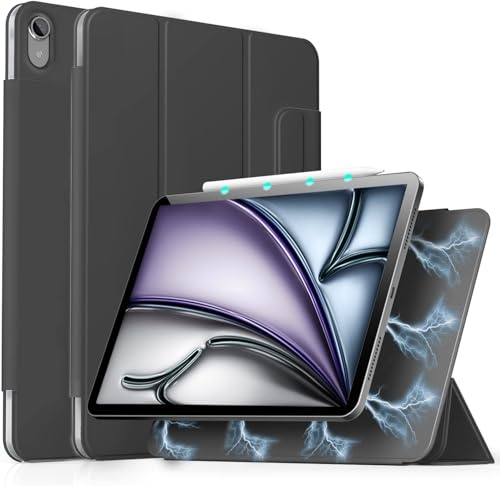 aoub Hülle für iPad Air 11 Zoll 2025 M3/2024 M2 7./ 6. Generation, Hülle für iPad Air 5./ 4. Generation 2022/2020 10,9 Zoll Schutzhülle, Magnetic Case, Unterstützt Pencil Pro/ 2. Gen, Schwarz | Für iPad Air 11/10,9 Zoll 5./4. Generation 2022/2020 Schutzhülle, Magnetic Case, Unterstützt Pencil Pro/USB-C, Schwarz
