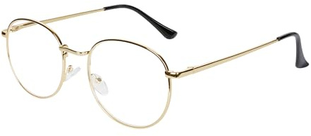Läsglasögon herr dam metallram klar lins + glasögonband (Guld +3.0)