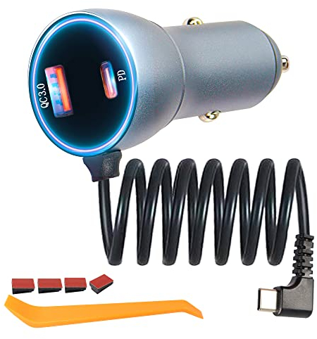 MEIRIYFA Câble de charge USB C pour voiture - 3 ports rapides de type C - Adaptateur de charge 20 W PD&QC3.0 5 V 3 A - Chargeur de voiture super rapide - 3,5 m