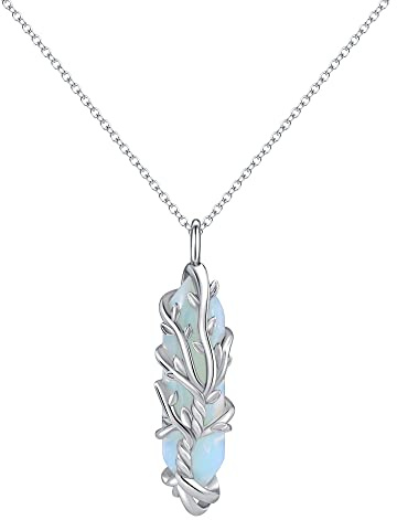 YAFEINI Lebensbaum Halskette Sterling Silber Opal Heilstein Halskette Opal Lebensbaum Anhänger Schmuck für Damen Herren