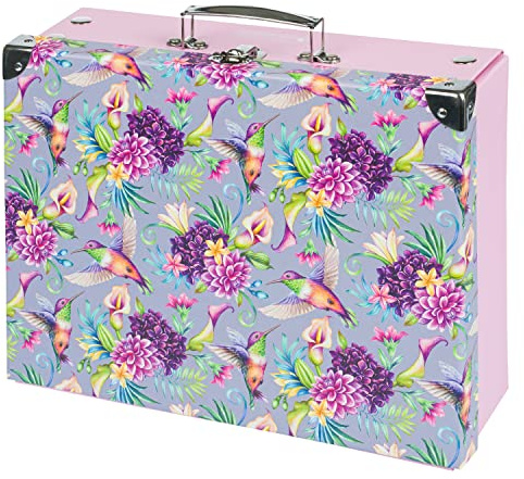 Baagl Kinderkoffer für Spielzeug und Schulbedarf, Pappkoffer, Spielzeugkoffer, Spielkoffer, Faltbarer Kinder Koffer, Faltkoffer, Klappkoffer mit Metalgriff (Kolibri)