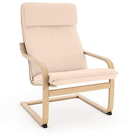 Vinylla Ersatzbezug für Ikea Poang Stuhl (Kissen-Design 1, Baumwolle, Beige)