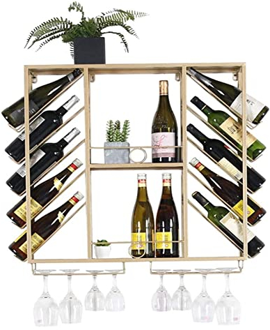 FanXus Weinregal zur Wandmontage, Wohnzimmer-Rotweinhalter, Dekoration, Wandbehang, Weinschrank, Flaschenregale, Weinhalter/Gold Made in China