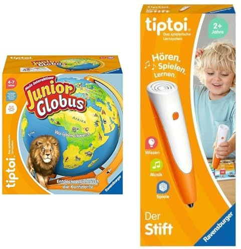 Ravensburger tiptoi 00115 - Mein interaktiver Junior Globus - Kinderspielzeug ab 4 Jahren & tiptoi Stift 00110 - Das spielerische Lernsystem, Lernspielzeug für Kinder ab 2 Jahren