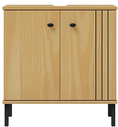 Woodroom Sevilla Massiver Waschbeckenunterschrank eichefarbig lackiert Kiefer massiv 62x65x40 cm Waschtisch Badezimmerschrank Midischrank