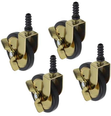 KUMGROT 3 Inch Furniture Casters Wheels With Brake Function, 4 Pcs | Antique Swivel Caster, Floor Protector, Gold Moving Caster Wheels Office Furniture Casters for Wood Table Chair Cabinet Piano