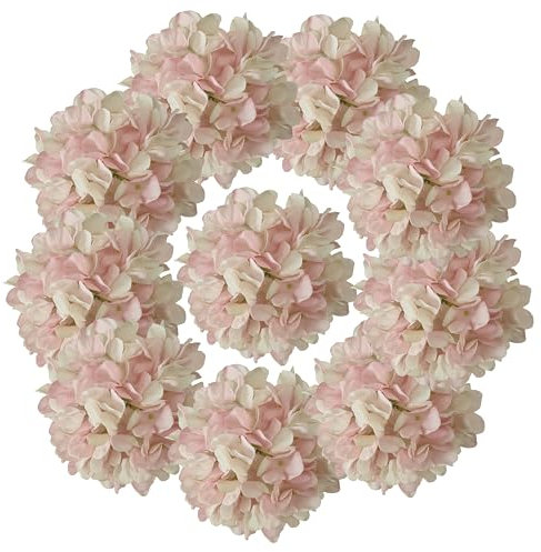 Fiori artificiali di ortensia rosa, 10 pezzi di ortensie artificiali in seta, 81 petali, con steli, per casa, matrimonio, baby shower, decorazione (rosa)