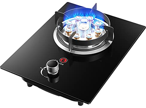 Plaque de cuisson à gaz encastrable, cuisson sur table, gaz naturel/gaz propane, plaque chauffante en verre trempé noir pour réchauffer, cuire, bouillir, frire, mijoter (facile à nettoyer) [Class