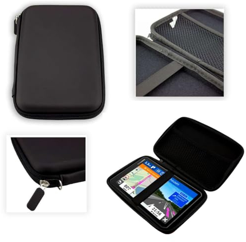 GPS-Tasche für Tomtom GO Navigator 7 – Hardcase mit Gummizug & Zubehörfach – stoßfest & ideal für unterwegs