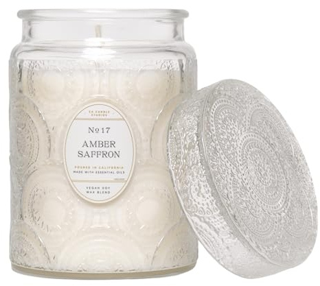 Poured in California | Amber Saffron, Scented Candle | Heirloom Collection | 18oz | 80 Hour Burn Time | Made to Set The Mood | Created with Natural Soy Wax and Essential Oils