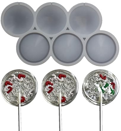 mostsom Lot de 2 moules en silicone pour sucettes, fondant, chocolat, caramel, ustensiles de cuisson, accessoires de cuisine (E_rond)