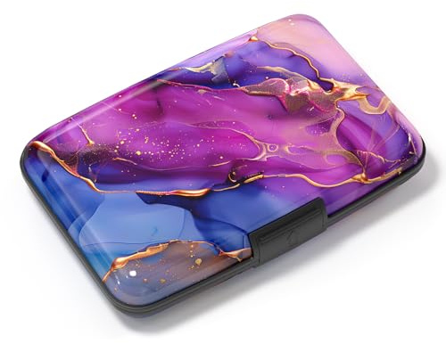 Atufsuat Card Holder Credit Cards Holder for Women RFID wallet women Business Card Holder Wallet Mini Aluminum Card Wallet RFID Blocking Slim Metal Hard Card for Women, Marble Patterns