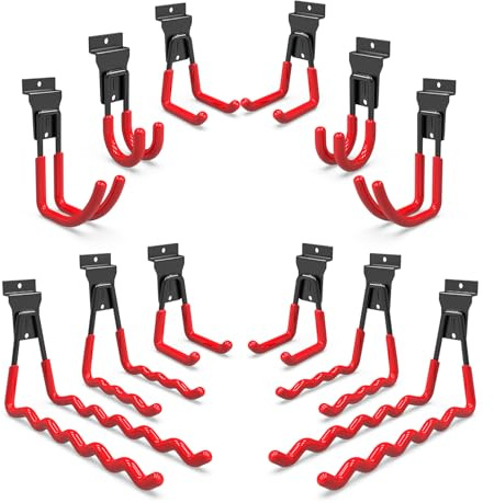 laofeei 14 Stück Wandhaken Garage Haken Schwerlast Doppelhaken Multi Größe Garage Storage Hooks für Leiter Garten Fahrrad Geräte