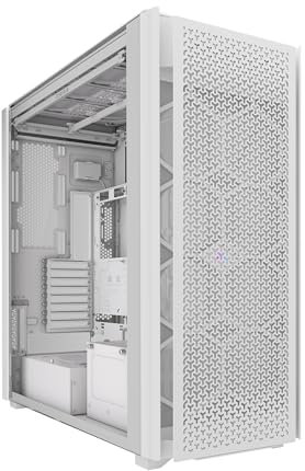 CORSAIR 9000D RGB AIRFLOW Case per PC Super Full-Tower – Spazio Mastodontico – Attacco ventole InfiniRail™ – Nessuna Ventola Inclusa – iCUE LINK System Hub Incluso – Bianco