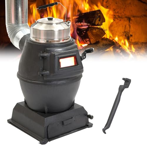 Poele a Bois, Poêle Noir à Mini-poêle, Cuisiniere Bois Charbon, Réchaud de Camping, Chauffage pour Terrasse, Poêle à Bois Fonte pour Tente, intérieur, Villa, abri, Chauffage et Cuisine