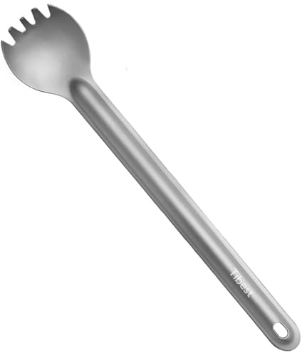 Tibest Titanium Long Handle Spork 8.7 Camping Spork, Backpacking Spork Long Titanium Spork Ultra Lightweight Camping Utensil for Backpacking, Camping, Hiking, Travel