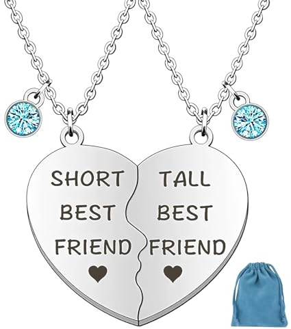 ORUZA Best Friend Necklaces for 2 Girls, 2 Pcs Friend Matching Heart Necklace for Women Girls, Friend Gifts Necklaces Graduation Birthday Christmas Gifts