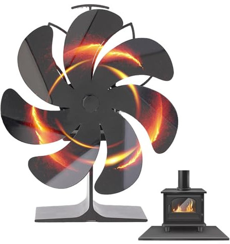 Kaminventilator Ofenventilator, 7 Flügel Leise Kaminventilator, Großer Kaminventilator für Kamine, Holzöfen, Wärmeverteiler Ventilator für Kamin/Ofen/Holz