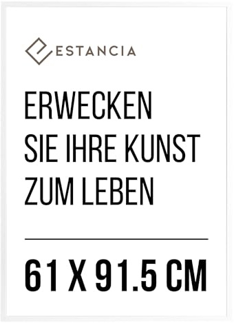 Estancia Weißer Bilderrahmen aus Kiefernholz 61x91,5 cm mit Bruchsicherem Acrylglas | Großer Moderner Holzbilderrahmen 61 x 91,5 cm