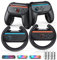 2 PCS Hand Grips for Joycon2 and 2 PCS Steering Wheel Hand Holders for Nintendo Switch2 Controller, Ergonomic Handheld Grips and Racing Wheels Handle Game Accessories Bundle Kit Set-Black