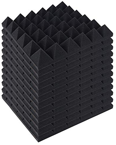 INMOZATA 12er-Pack Pyramiden-Akustikschaum-Paneele, 5 x 30 x 30 cm Schallschutzplatten, hochdichte akustische Wandpaneele mit Schallabsorption und Feuerfestigkeit für Aufnahmestudio, Büro, Zuhause