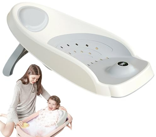 Asiento de baño para bebé ajustable con soporte de secado rápido | silla infantil antideslizante con respaldo, cómoda solución de cuna para recién nacidos en el baño lavabo, tiempo de lavado
