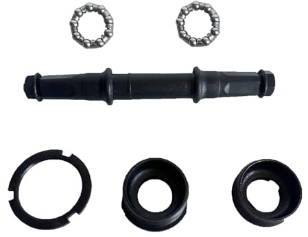 XYAUTO Bike Bottom Bracket Crank Axle Set, Bicycle Bottom Bracket Axle Square Taper Include Bottom Bracket Cup Set for Mountain Bikes (5S Axle with Cup and Bearing)
