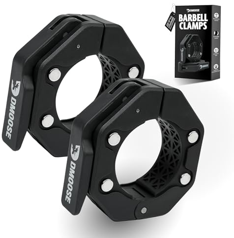 DMoose Fitness Barbell Clips 2 (Pair) - Quick Release Olympic Barbell Clamps and Clasps with Non-Slip TRP Grip for Safe Weight Lifting, Weight Clips for Home Bars