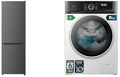 Cecotec Set Bolero: Frigorífico Combi 322L Dark + Lavadora 8Kg Inverter A, No Frost, Multi Air Flow