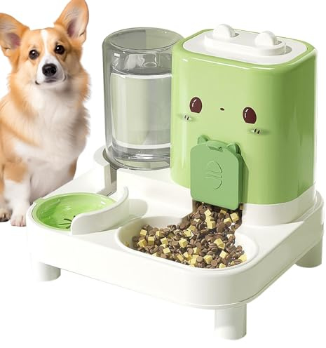 Zuasdvnk Comedero y dispensador de Agua para Gatos | Alimentador automático 2 en 1 para Perros | Regadera Desmontable Inteligente para dispensar Beber, Conejo, Cachorro, Gatito, hogar, Interior