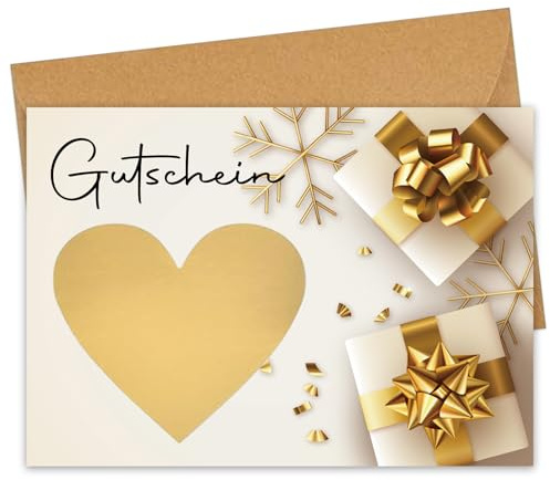 JOYEASE Gutschein Weihnachten, Gutscheine zum selber ausfüllen, Weihnachten Rubbelkarten zum selber beschriften mit Umschlägen, Wunschgutschein, Gutscheinkarten zum selbstausfüllen