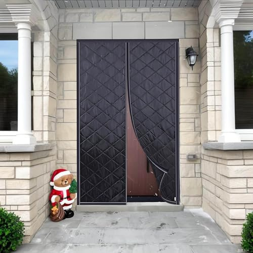 Thermo Türvorhang Kälteschutz 80x1800cm 110x220cm, Magnet Wärmeschutzvorhang Für Türen Thermovorhang Tür Wasserdicht Kein Bohren Erforderlich Für Balkontür & Schlafzimmer(Schwarz,100 * 200CM)