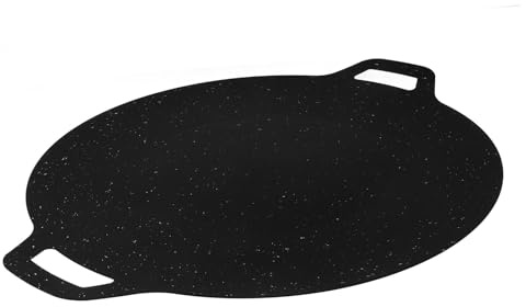Plancha Portátil Redonda de Hierro Negro Antiadherente para Asar | Uso Versátil Acabado Crujiente y Sabroso, Compatible Camp Stoves, para Gambas y Verduras