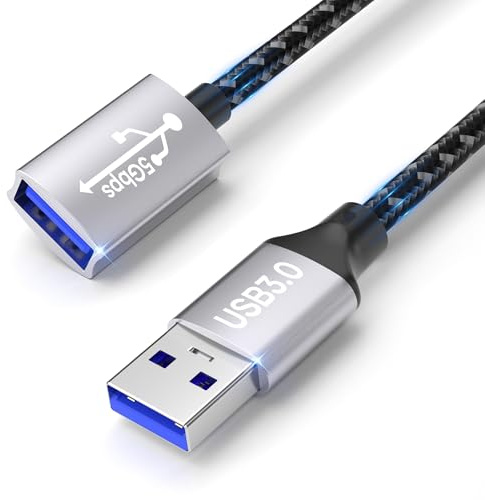 Cable de extensión USB 3.0 2M,5Gbps Cable USB A a A Cable de extensión USB para memoria USB,lector tarjetas,teclado,cámara,impresora,escáner,auriculares,mouse,concentrador USB,impresora,cámara web