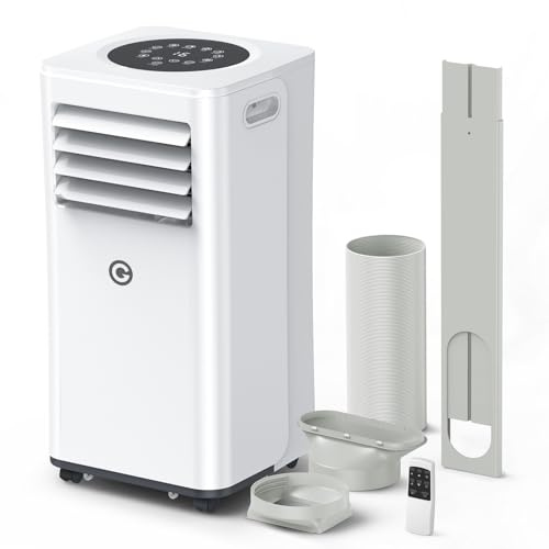 KGOGO Air Conditioning Unit Portable Air Conditioner 9000 BTU 4-in-1 Dehumidifier, Cooling Fan with 2 Speeds, Digital Display & Remote Control, Window Kit, 24 Hour Timer for Room up to 269sq.ft