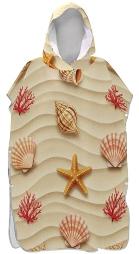Joitme Seashells Changing Robe for Adults Surf Poncho Beach Bath Hooded Towels Plus Size Men Women Poncho with Hood One Size