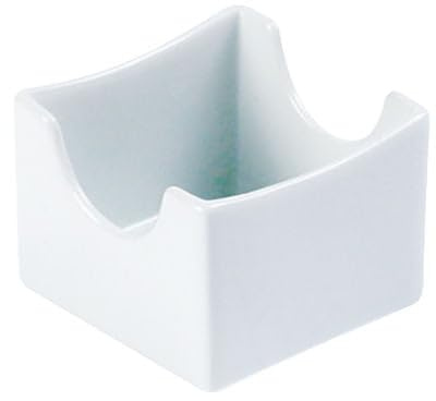 We Can Source It Ltd Sugar Sachet Holder Set of 6, White Porcelain Container for Sauce, Tea Bag, Seasoning Packets Organiser for Cafe, Restaurant, 7x7cm
