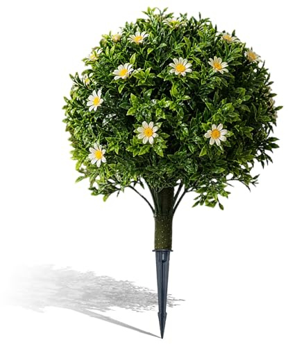Yibang Artificial Lavender Topiary Ball Tree with Ground Spike (Grün) | 1 UV Resistant Faux Evergreen Plants with 7 H Ground Spike for Outdoor Indoor Spring Garden Front Porch Decor